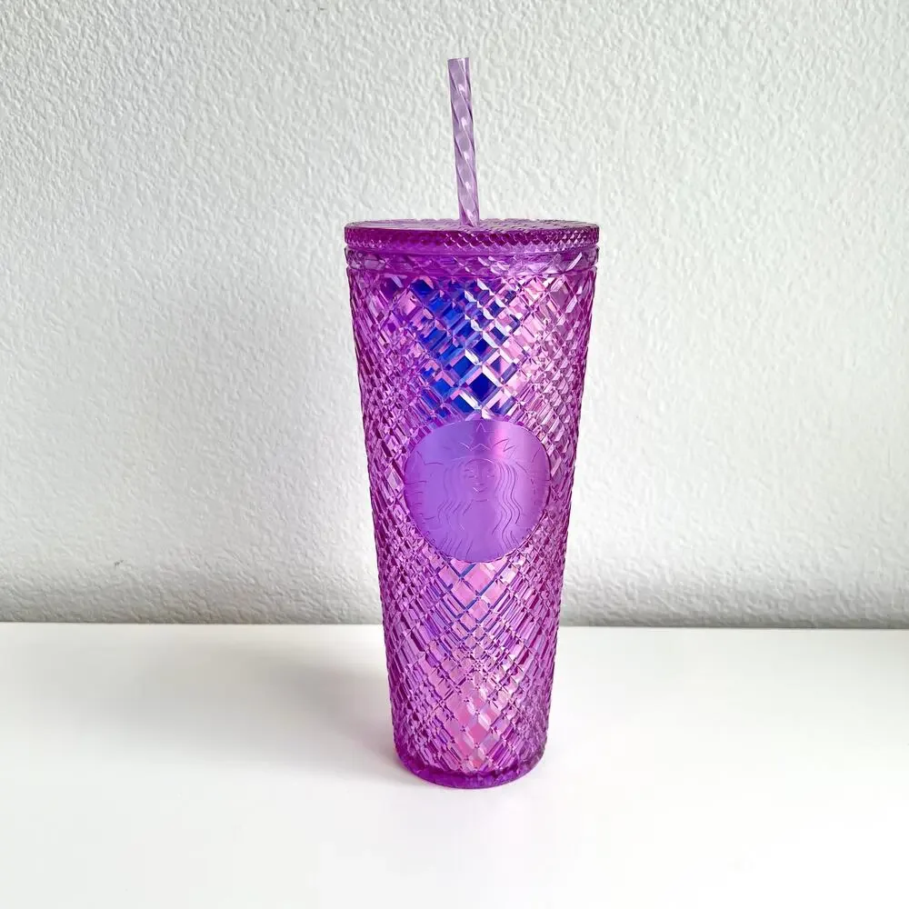 NEW Starbucks Diamond Jewel Tumbler Iridescent Purple Pink Cold Cup 24 oz 2021
